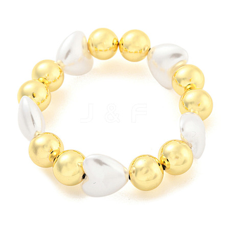 Rack Plating Round Brass Beaded Stretch Bracelets BJEW-P322-11G-1