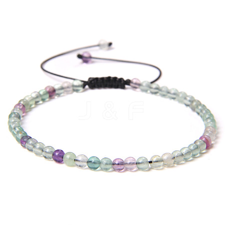 4mm Natural Fluorite Beaded Braided Bracelets SY1950-12-1