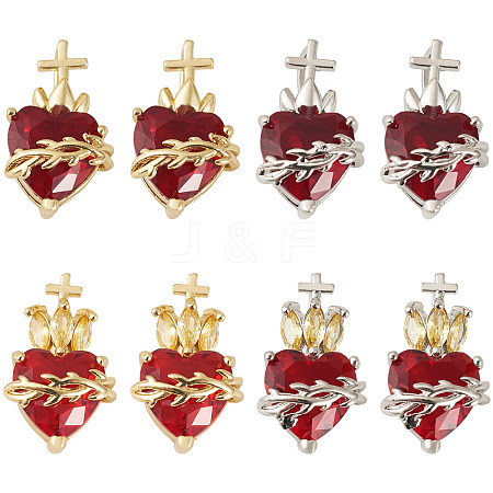 8Pcs 4 Styles Brass Glass Pendants KK-TA0008-17-1