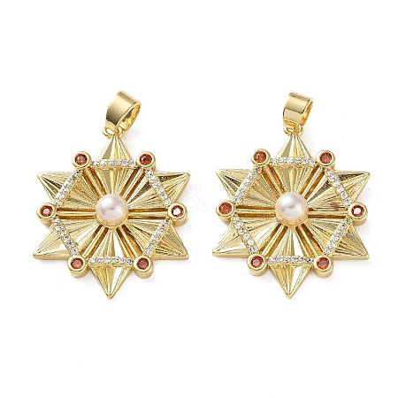 Brass Micro Pave Cubic Zirconia Pendants KK-D221-10G-1
