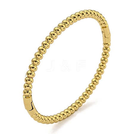 PVD Vacuum Plating 202 Stainless Steel Beaded Hinged Bangles for Women Men BJEW-M317-06C-G-1