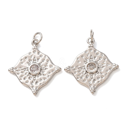 Brass Pave Clear Cubic Zirconia Pendants CU-CBA2907-11P-1