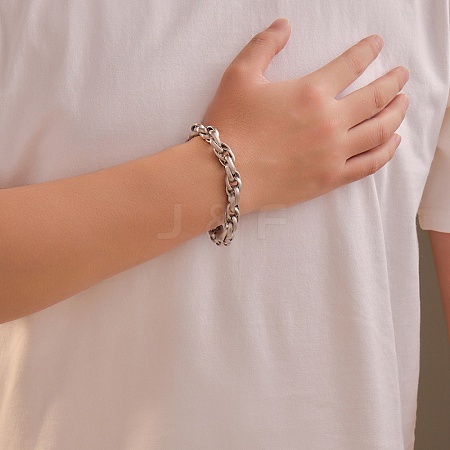 Hip-hop Style 304 Stainless Steel Rope Chains Bracelets for Men Women BJEW-Z105-01P-1