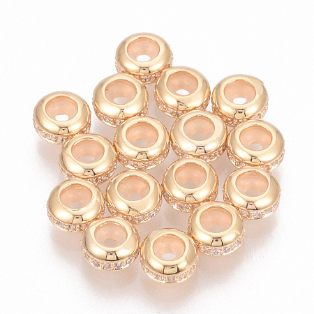 Brass Cubic Zirconia Stopper Beads X-KK-T025-04G-1