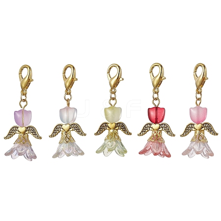 Lily Angel Glass Pendant Decorations HJEW-JM01625-02-1