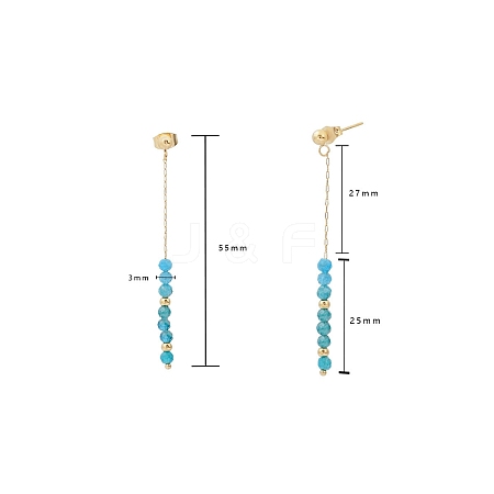 Bohemian Style Natural Apatite Beaded Tassel Dangle Earrings WG6B05D-03-1