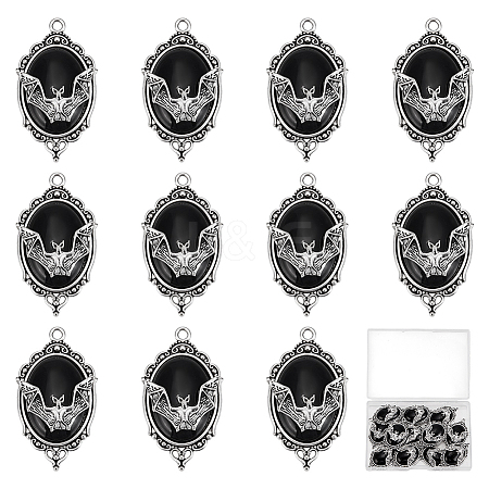 12Pcs Halloween Alloy Oval Pendants FIND-UN0007-81-1