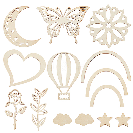 Unfinished Wood Chip Wall Decoration Set DIY-WH0430-950-1