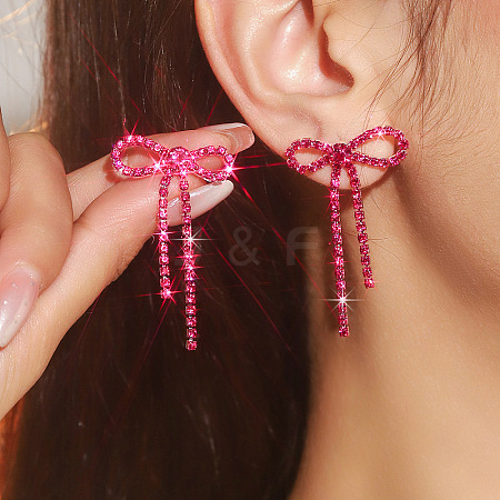 Brass Rhinestone Stud Earrings FS-WG4CB7C-08-1