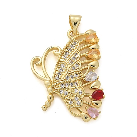 Butterfly Brass Micro Pave Cubic Zirconia Pendants KK-M319-11G-1