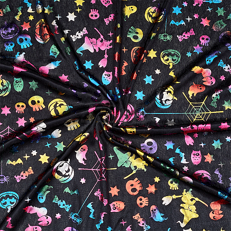 Halloween Theme Pattern Polyester Bronzing Fabric DIY-WH0033-30-1