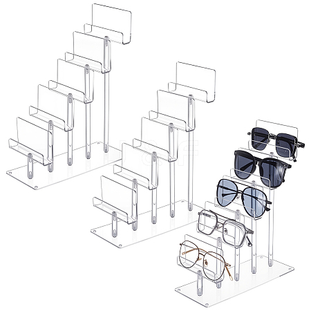 5-Slot Acrylic Eyeglasses Organizer Display Riser Stands ODIS-WH0043-238-1