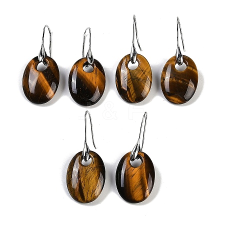 Natural Tiger Eye Dangle Earrings EJEW-C119-04P-07-1