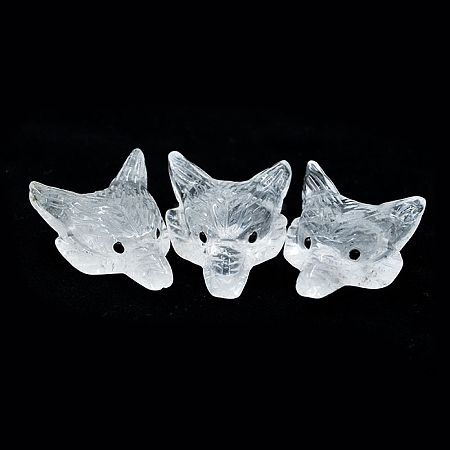 Natural Quartz Crystal Carved Healing Wolf Head Figurines LS-PW-WG39842-14-1