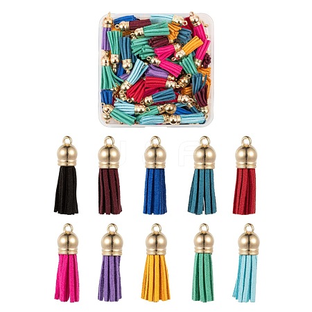 100Pcs 10 Colors Faux Suede Tassel Pendant Decorations FIND-LS0001-06LG-1