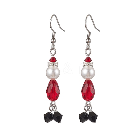 Glass Dangle Earrings EJEW-TA00464-1