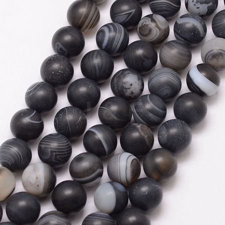 Natural Striped Agate/Banded Agate Bead Strands X-G-K166-12-8mm-03-1