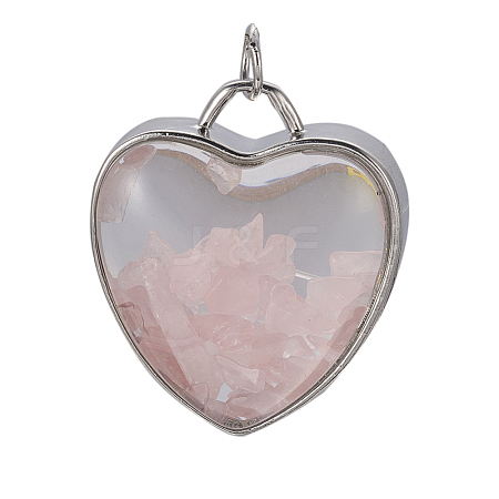 Natural Rose Quartz Chips Pendants G-A176-B06-1