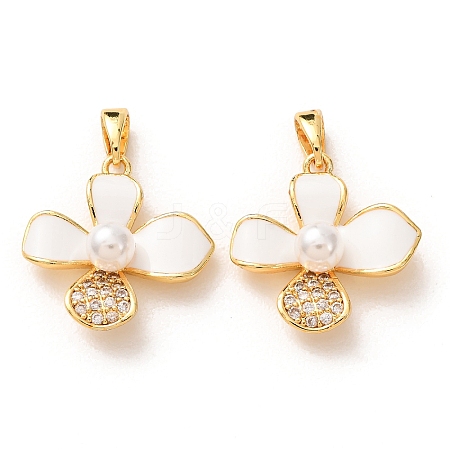Brass Micro Pave Clear Cubic Zirconia Pendants KK-A304-25G-02-1