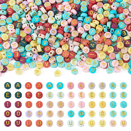 500Pcs 5 Colors Opaque Acrylic Beads OACR-TA0003-87-1