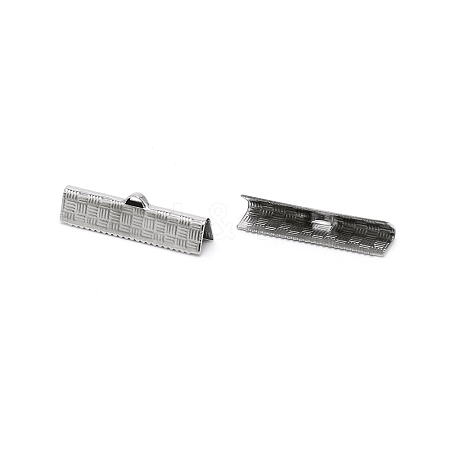 304 Stainless Steel Ribbon Crimp Ends LS-STAS-WH0035-01C-P-1