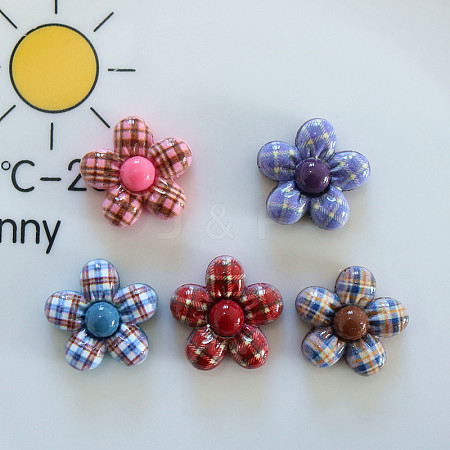 Tartan Pattern Opaque Resin Cabochons CRES-A061-01B-1