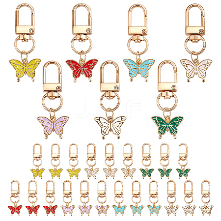 28Pcs 7 Colors Butterfly Alloy Enamel Pendant Decorations HJEW-WR00053-1