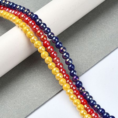Electroplate Opaque Glass Beads Strands GLAA-XCP0001-36-1