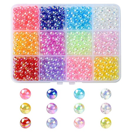 12 Colors Transparent Acrylic Beads MACR-YW0003-12-1