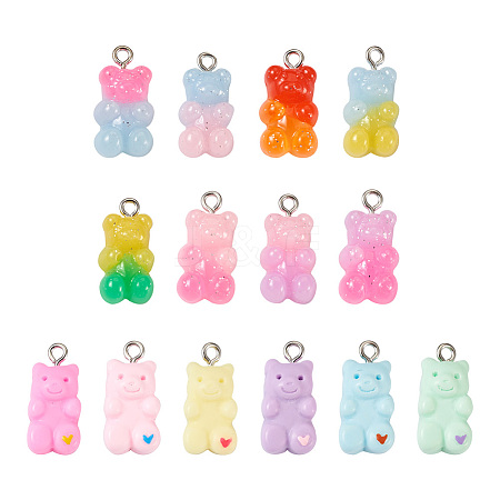 Cheriswelry 28Pcs 14 Style Opaque Resin Pendants RESI-CW0001-07-1