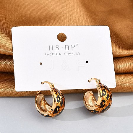 Brass Enamel Hoop Earrings EJEW-P301-07G-1