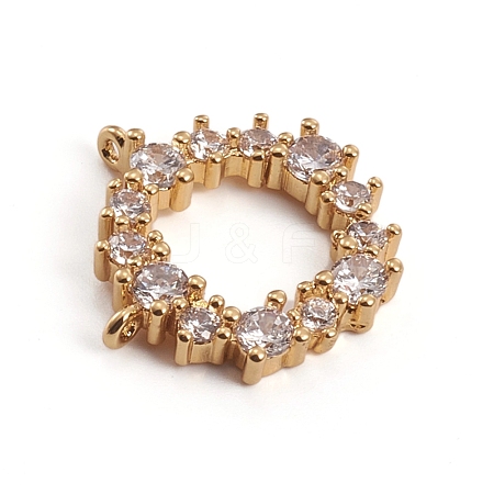 Brass Micro Pave Clear Cubic Zirconia Pendants ZIRC-L091-032G-1