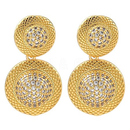 Rack Plating Brass Pave Clear Cubic Zirconia Stud Earrings EJEW-S245-02G-1