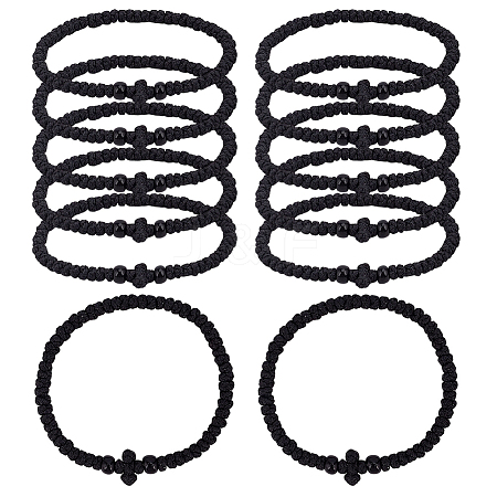 12Pcs Adjustable Polyester Braided Bead Bracelets for Men Women BJEW-HY0002-70B-1