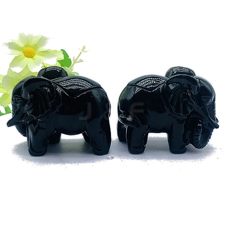 Natural Obsidian Elephant Display Decoration PW-WG3551A-05-1