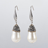 Shell Pearl Rhinestone Beads Dangle Earrings EJEW-JE02891-1