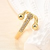 Brass Micro Pave Cubic Zirconia Cuff Rings LS-RJEW-D308-03G-D-2