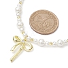 Bowknot Alloy Shell Pearl Pendants Necklaces NJEW-TA00152-4