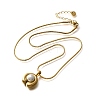 304 Stainless Steel Pave Shell Pearl Flat Round Pendant Necklaces for Women NJEW-U031-02G-3