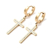 Cross 304 Stainless Steel Polymer Clay Rhinestones Hoop Earrings EJEW-G453-11G-02-4