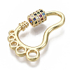 Brass Micro Pave Cubic Zirconia Screw Carabiner Lock Charms ZIRC-T013-03G-NF-3