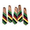 Jamaican Colour Epoxy Resin & Walnut Wood Pendants RESI-N039-122H-1