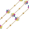 Glass & 304 Stainless Steel Cable Chain Beaded Chains SA-CBAD321-03H-1
