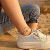 Brass Crystal Rhinestone Letter Heart Charm Double Layer Anklets for Women FS-WG41372-13-2