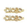 Rack Plating Brass Micro Pave Clear Cubic Zirconia DIOS Links Connector Charms KK-S379-23G-1