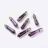 Natural Amethyst Pointed Pendants G-P309-03-1