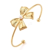 Bowknot 304 Stainless Steel Pave Shell Pearl Open Cuff Torque Bangles for Women BJEW-Z070-03G-1