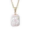Natural Baroque Pearl Keshi Pearl Rectangle Pendant 304 Stainless Steel Cable Chain Necklaces NJEW-JN05891-2