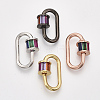 Brass Micro Pave Cubic Zirconia Screw Carabiner Lock Charms ZIRC-S061-140A-1