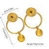 304 Stainless Steel & Natural Tiger Eye Dangle Stud Earrings WGAAE67-01-1